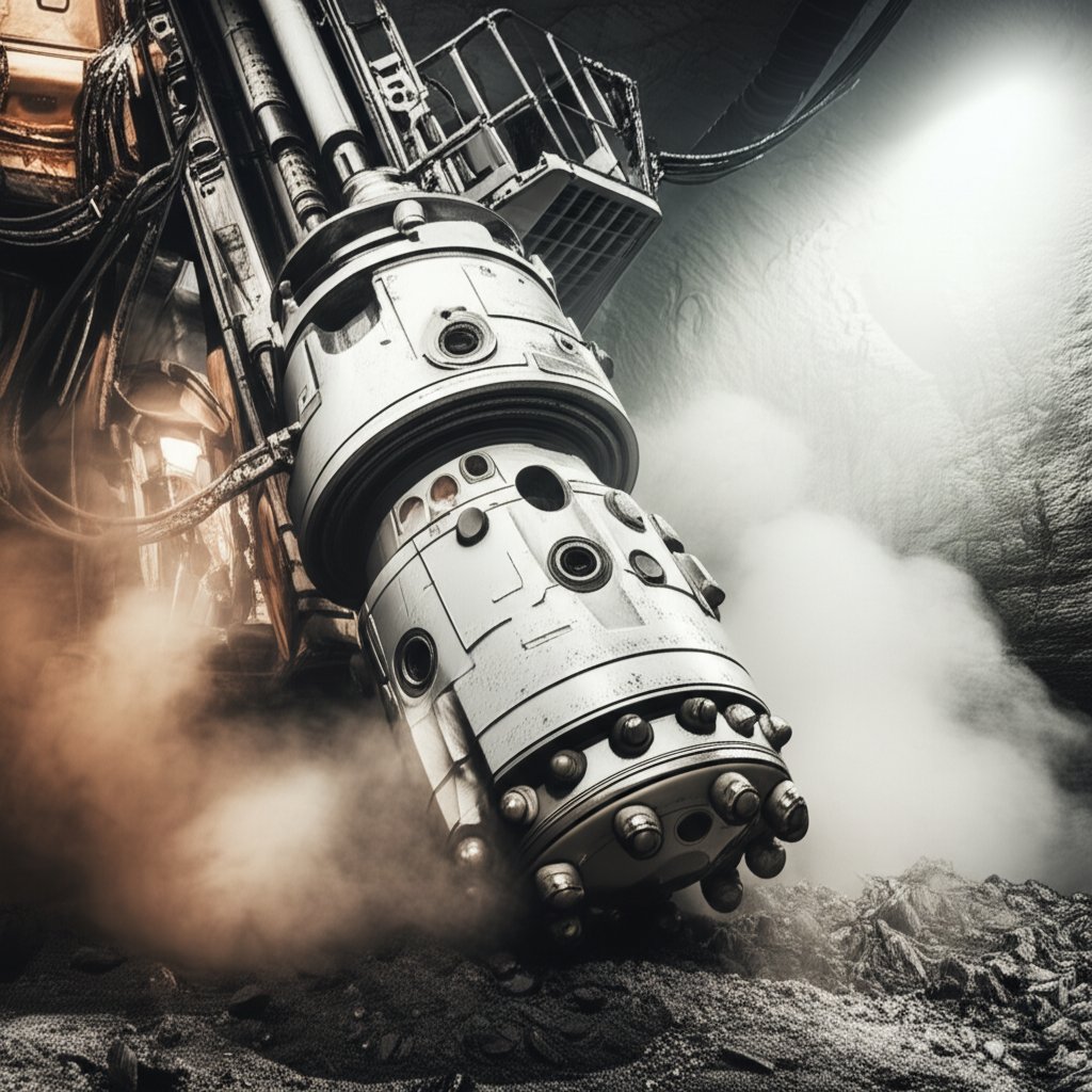 a button bit drilling through rock showcasing its robust design for high performance industrial applications