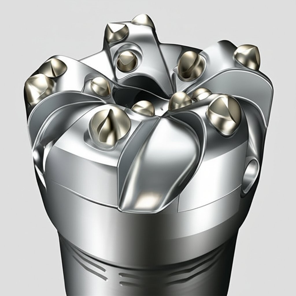 labeled diagram showing the key components of a high performance button bit