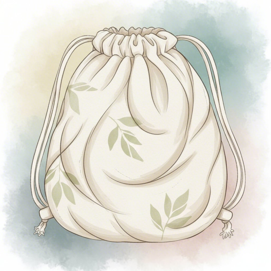 a conceptual illustration of a durable and eco friendly canvas drawstring bag