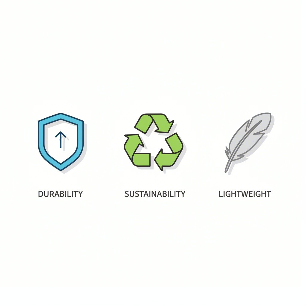 icons representing the core benefits of canvas bags durability sustainability and portability