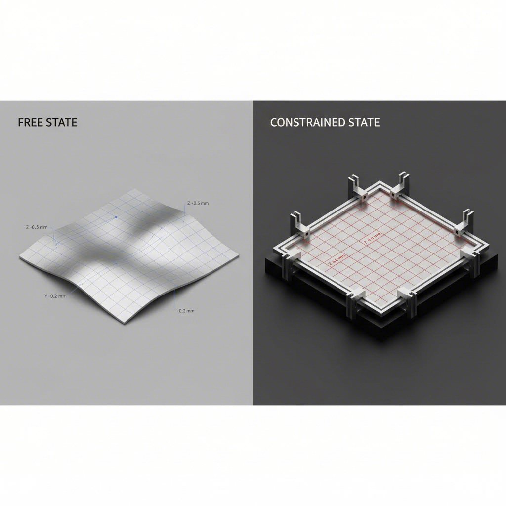 Comparison of free state and constrained state part alignment