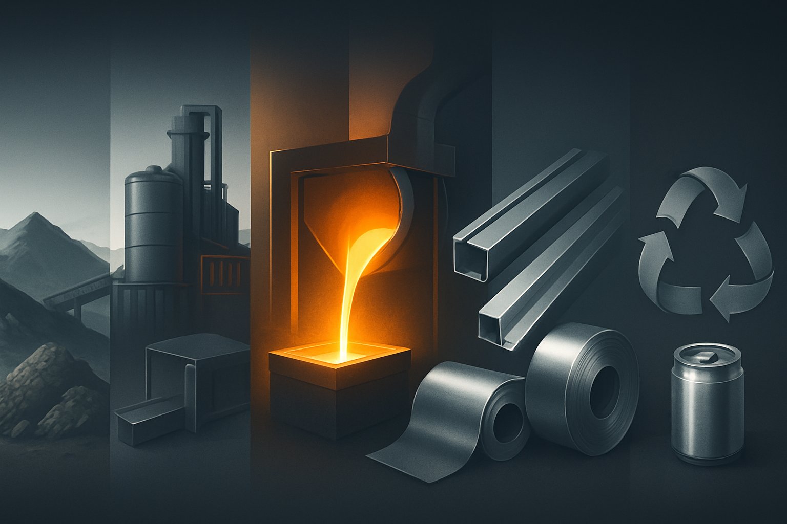 aluminum processing from bauxite to finished parts and recycling