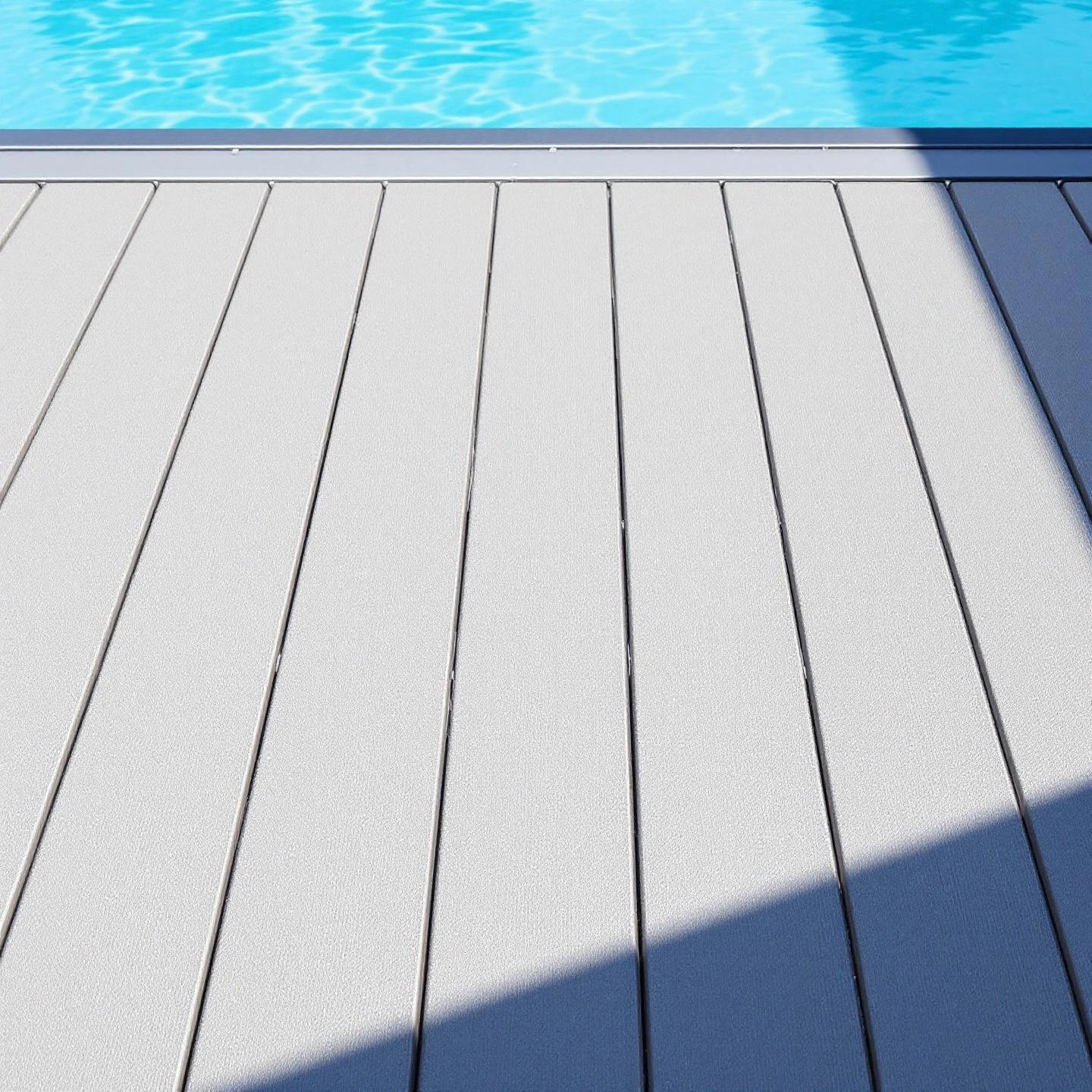 aluminum decking used on a dock or poolside for slip resistance and durability