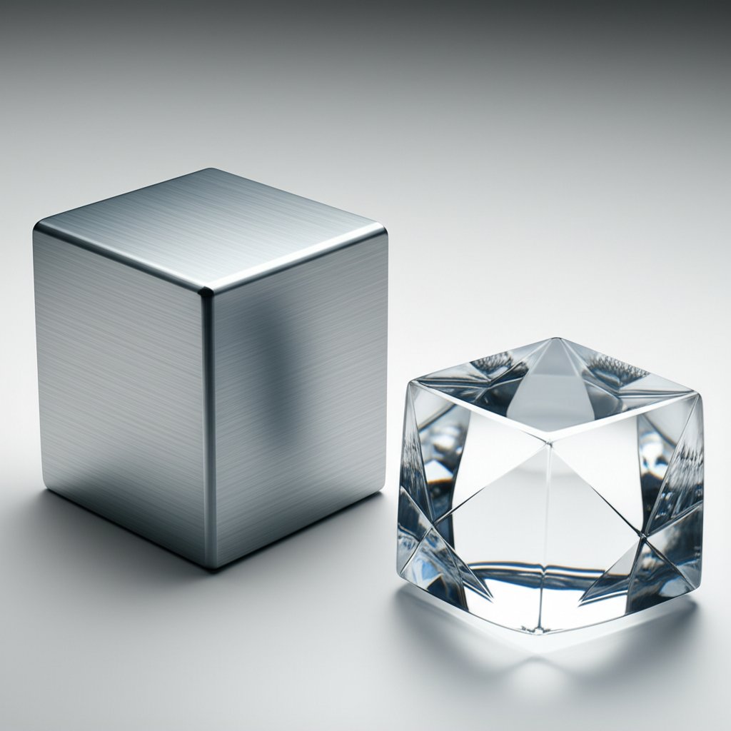 contrasting metallic aluminum and ceramic aluminum oxide to show density differences