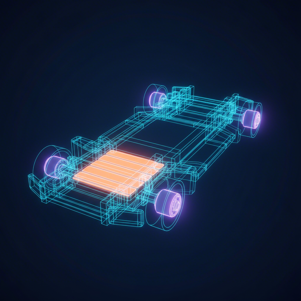 diagram of an ev chassis highlighting critical die cast components for structural integrity