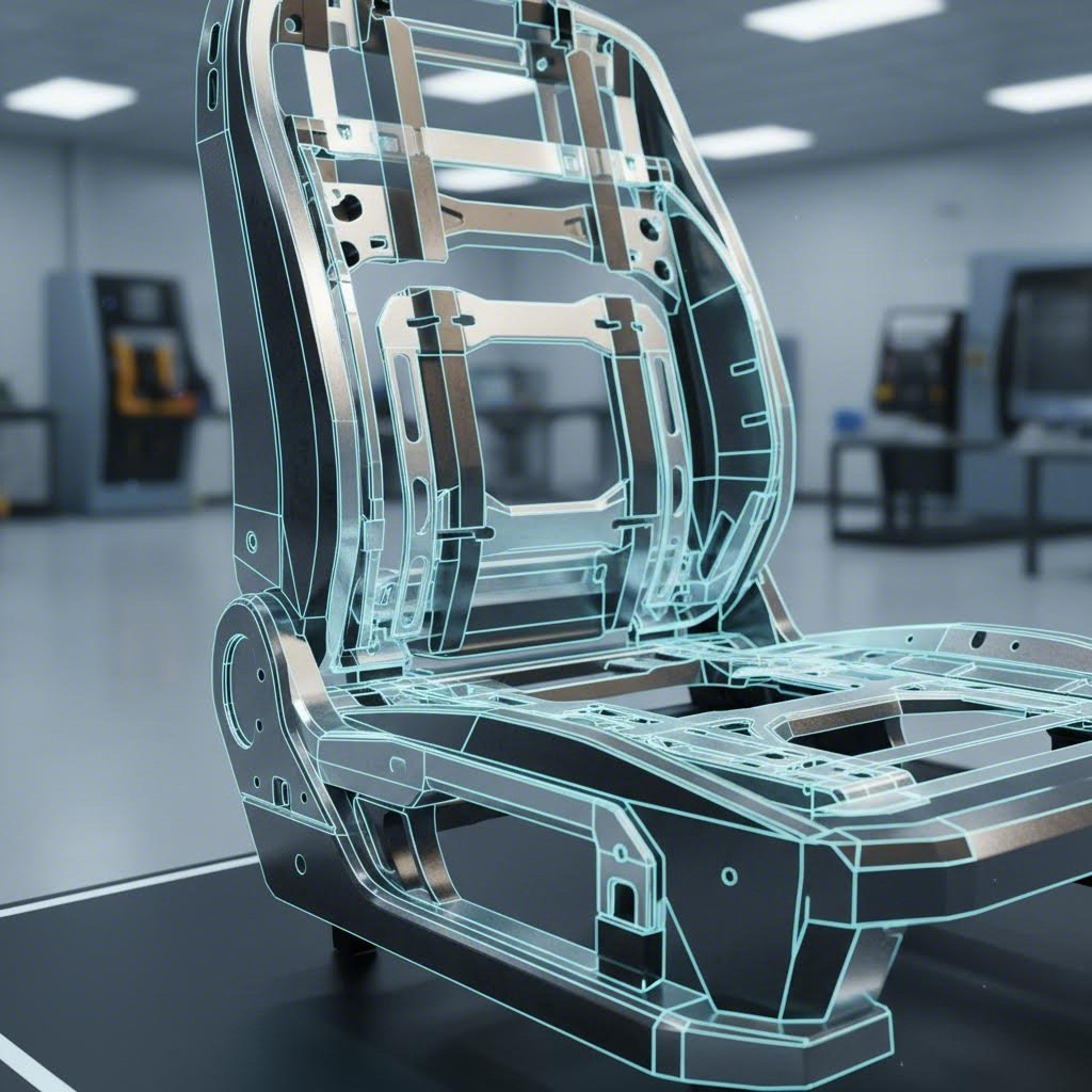Precision automotive seat frame stamping utilizing advanced lightweight materials