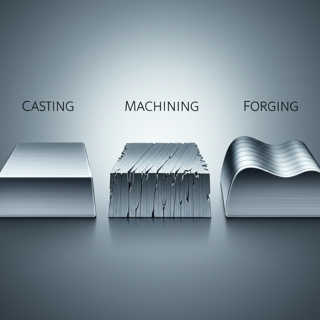 comparison of grain structure in casting machining and forging processes