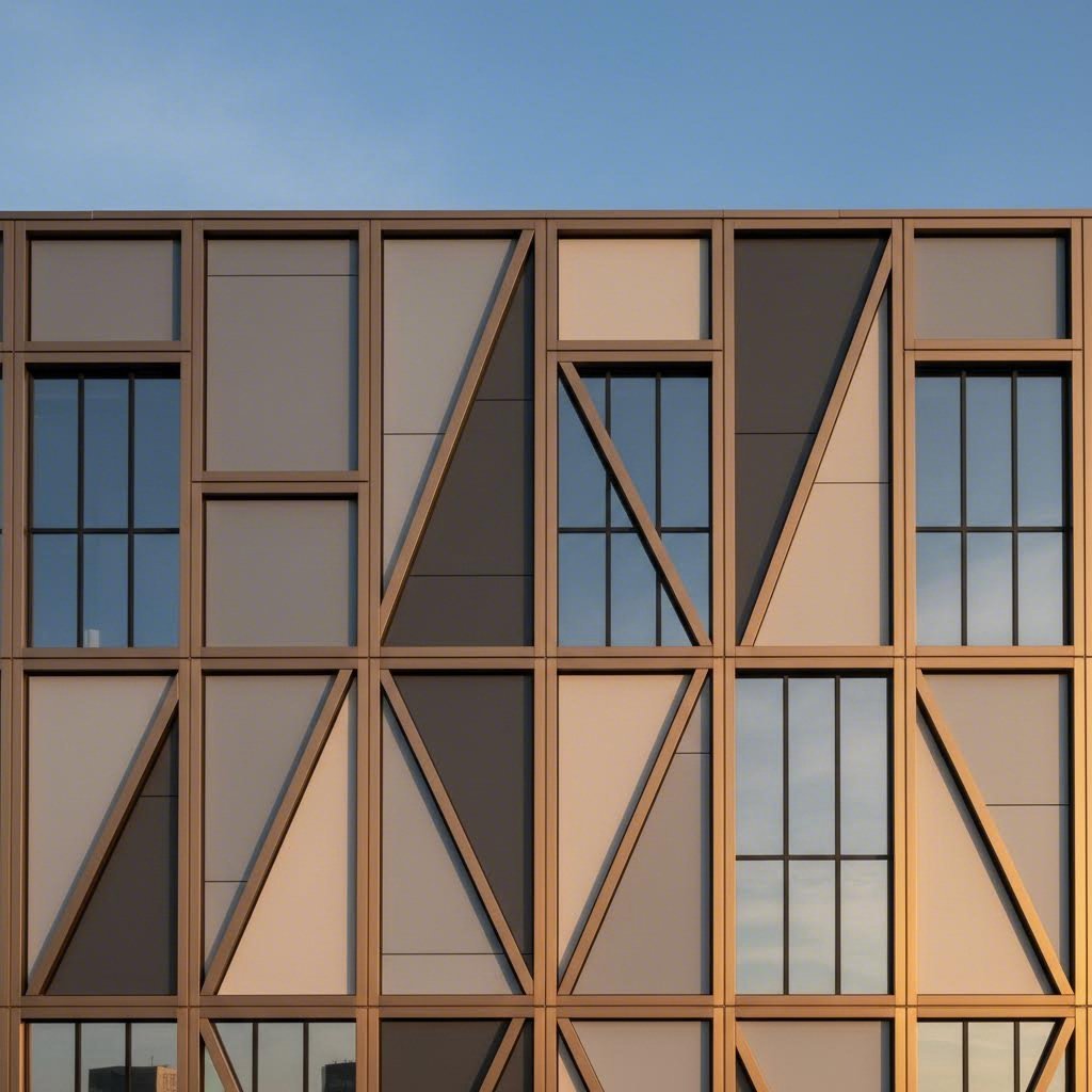 modern architectural facade showcasing various aluminum extrusion finishes