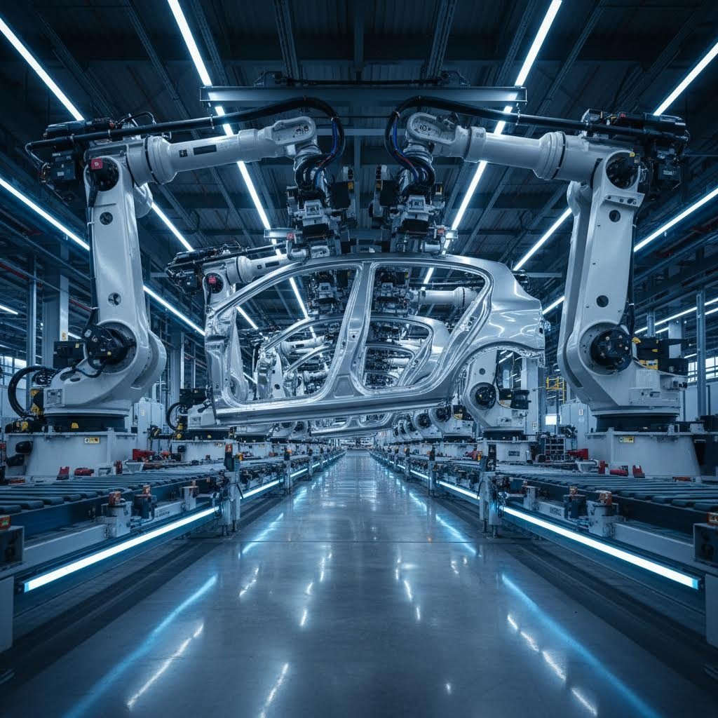 automotive stamping production line producing high volume body panels