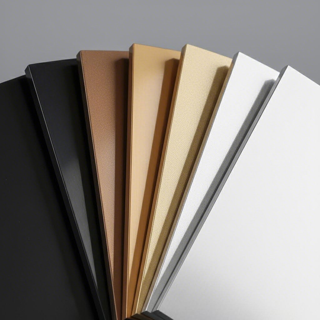anodized aluminum extrusions showcasing popular finish colors for architectural and industrial applications