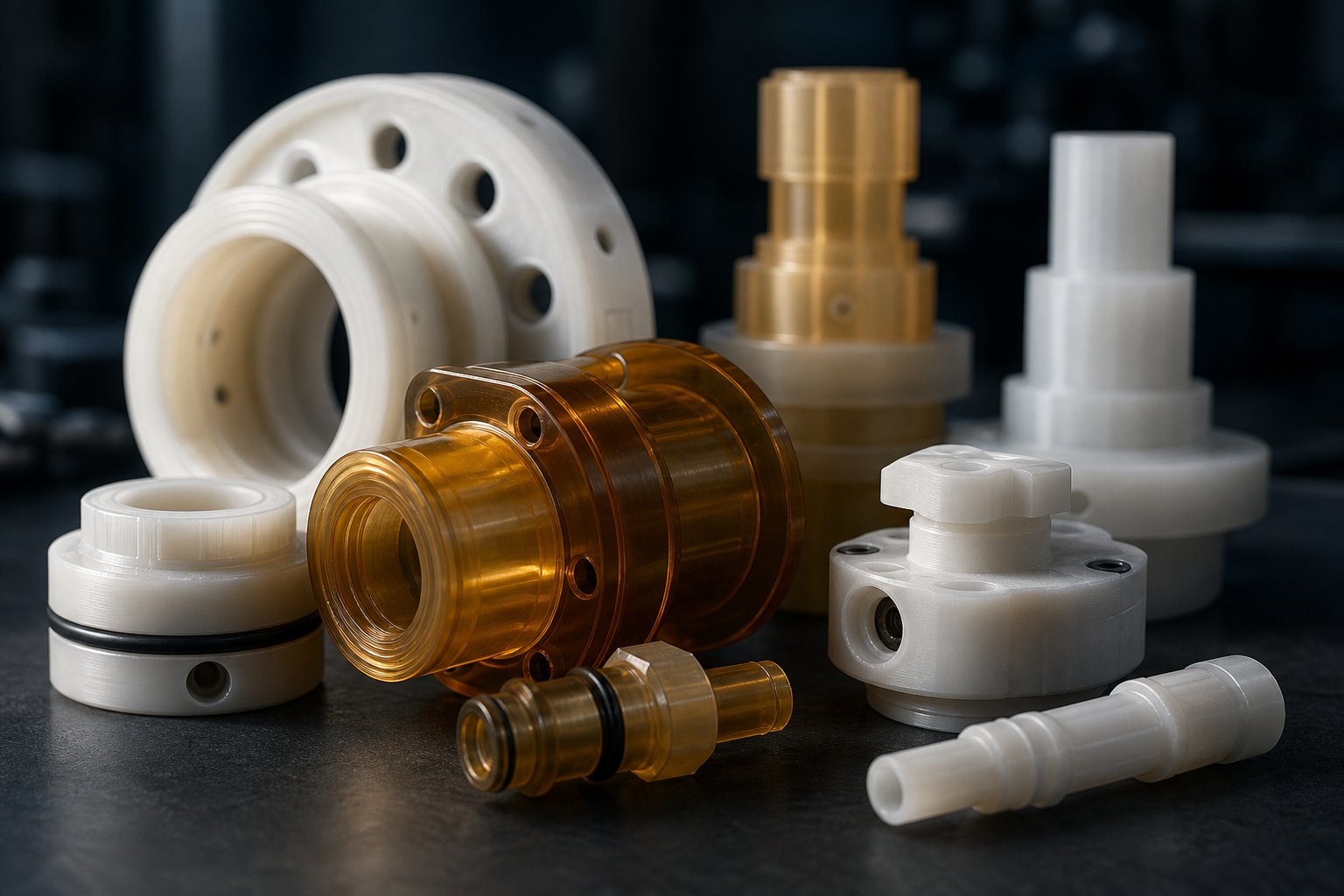 precision engineered plastic machinery parts ready for installation in processing equipment