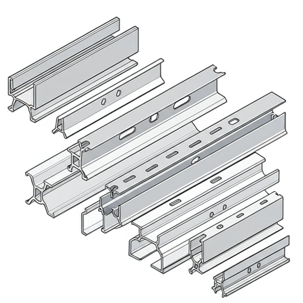 various aluminum unistrut channel profiles and finishes