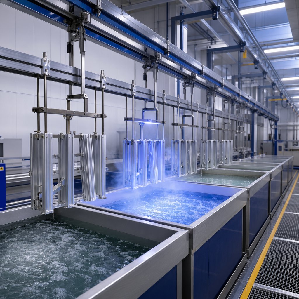 illustration of the aluminum anodizing process from pretreatment to sealed finish