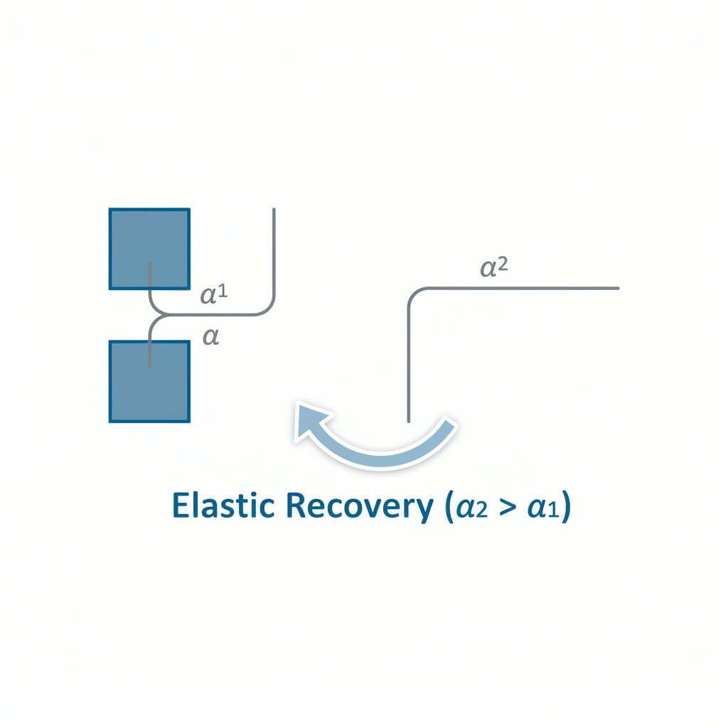 visual representation of the springback effect in sheet metal bending