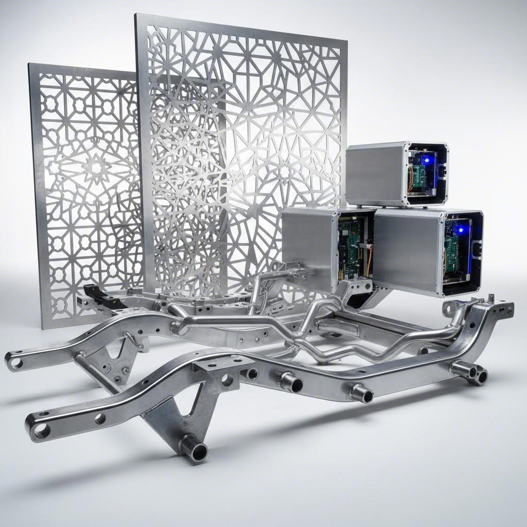 diverse laser cutting applications across automotive architectural and electronics industries