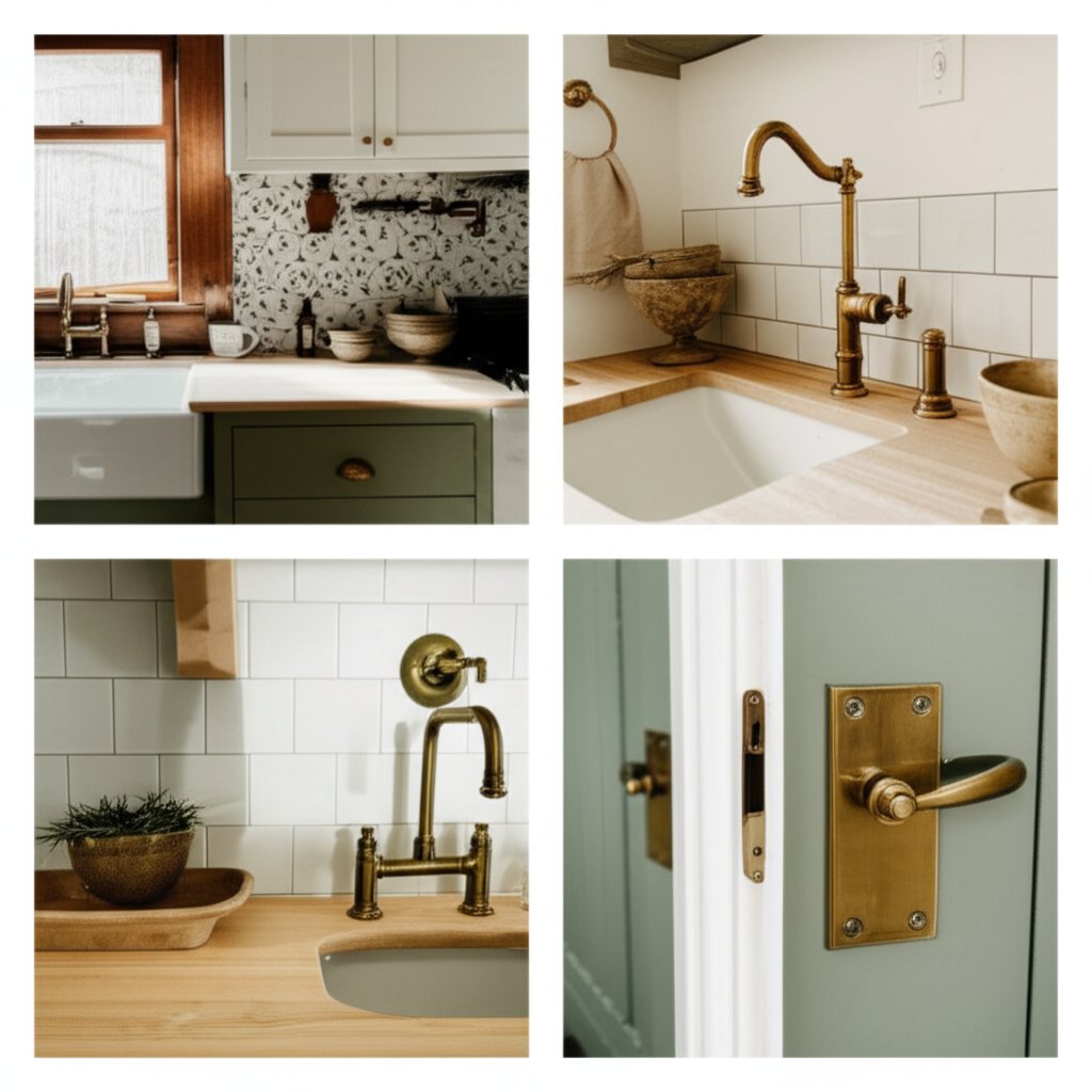 unlacquered brass hardware complements kitchens bathrooms and entryways across diverse home styles