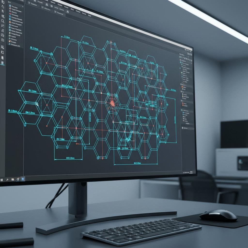 technical cad design showing optimized laser cut part with proper hole sizing and corner treatments