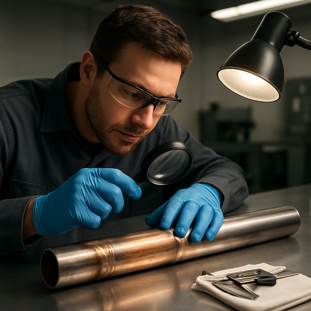 inspecting a copper weld for surface quality and consistency