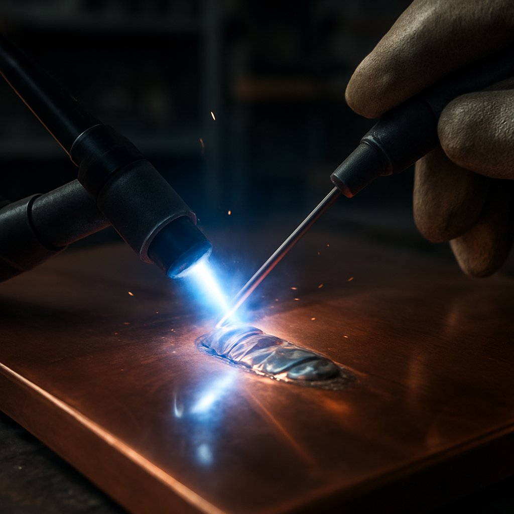 tig welding copper with a short arc and clean joint prep