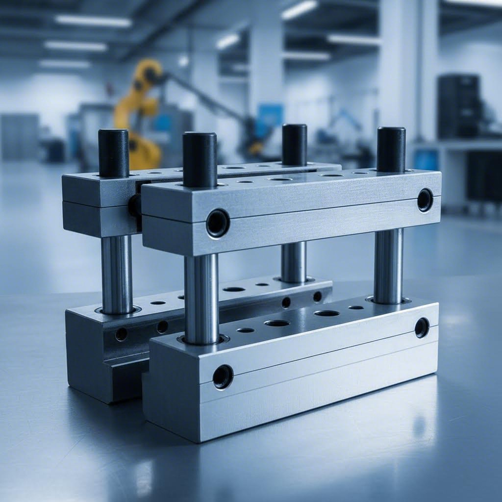 four post metal stamping die set with precision guide components for high volume manufacturing