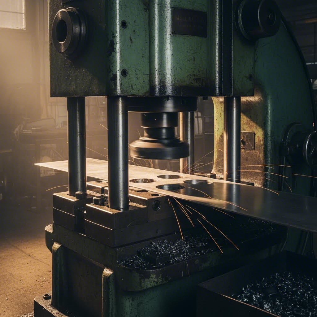 metal stamping die set in blanking operation demonstrating precision alignment