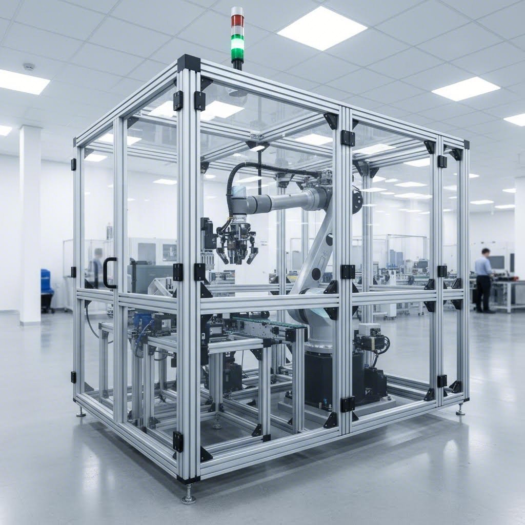 aluminum t slot framing system creating industrial machine safety enclosure