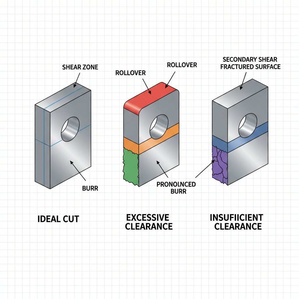 diagram illustrating the effects of die clearance on burr formation in metal