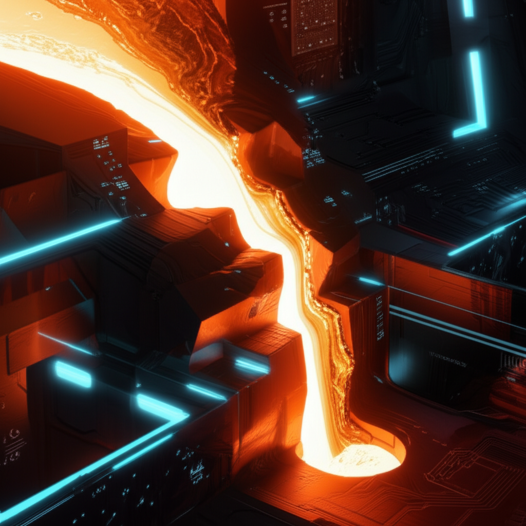 conceptual image representing the precision and heat of the industrial forging process