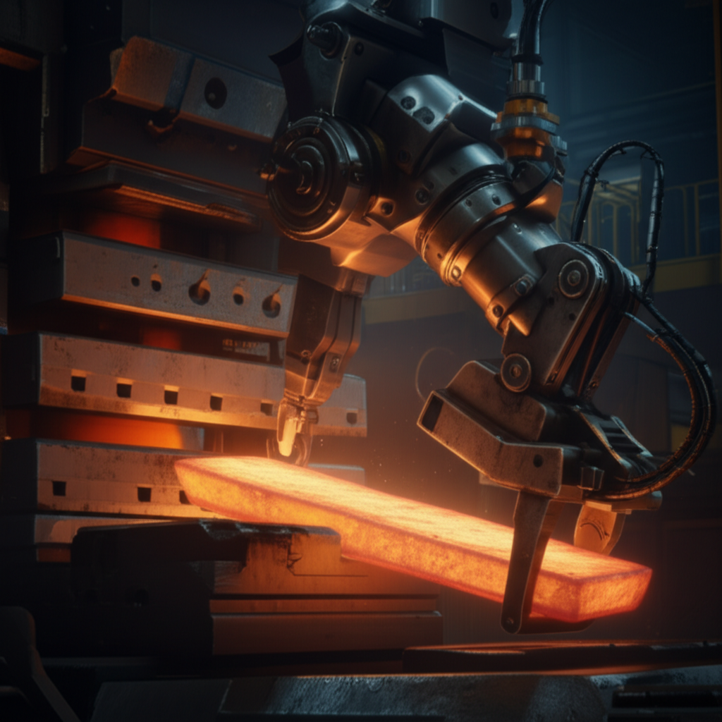 symbolic representation of automation and precision in high volume forging