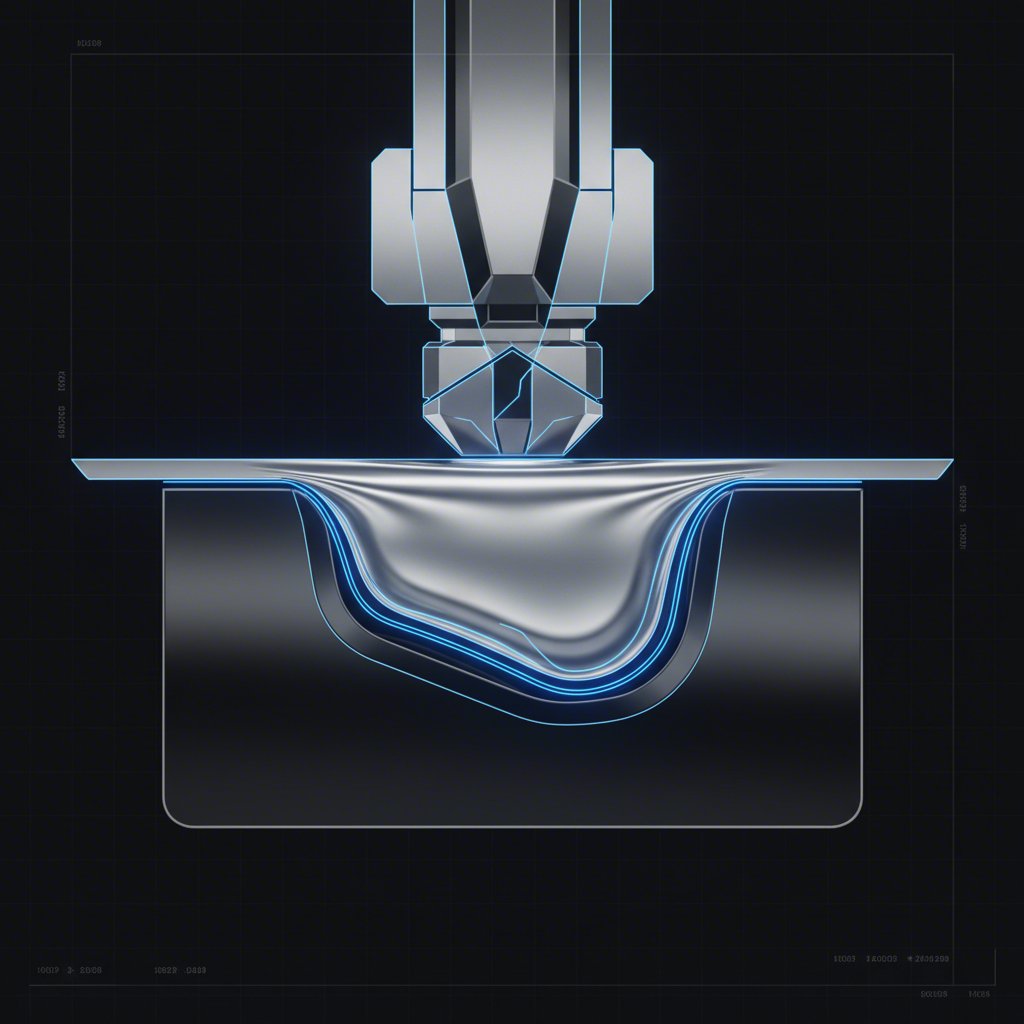 conceptual diagram of the deep drawing metal forming process