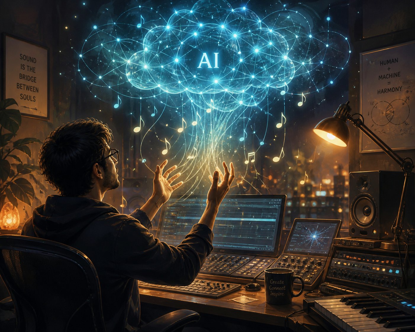 human producers and ai working together in soundful's hybrid music creation model