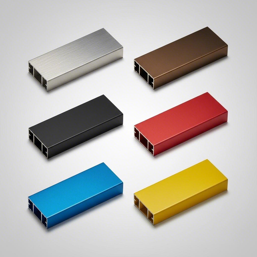 various aluminum surface treatments including anodizing and powder coating options