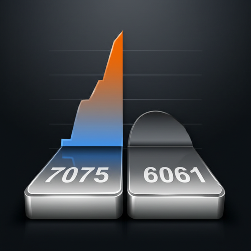 a visual representation of the superior tensile and yield strength of 7075 aluminum compared to 6061