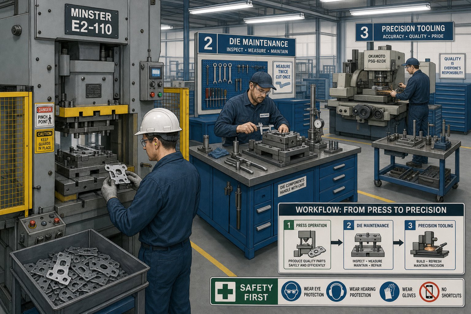 three tier maintenance structure assigns specific tasks to operators technicians and toolmakers based on skill level and service frequency
