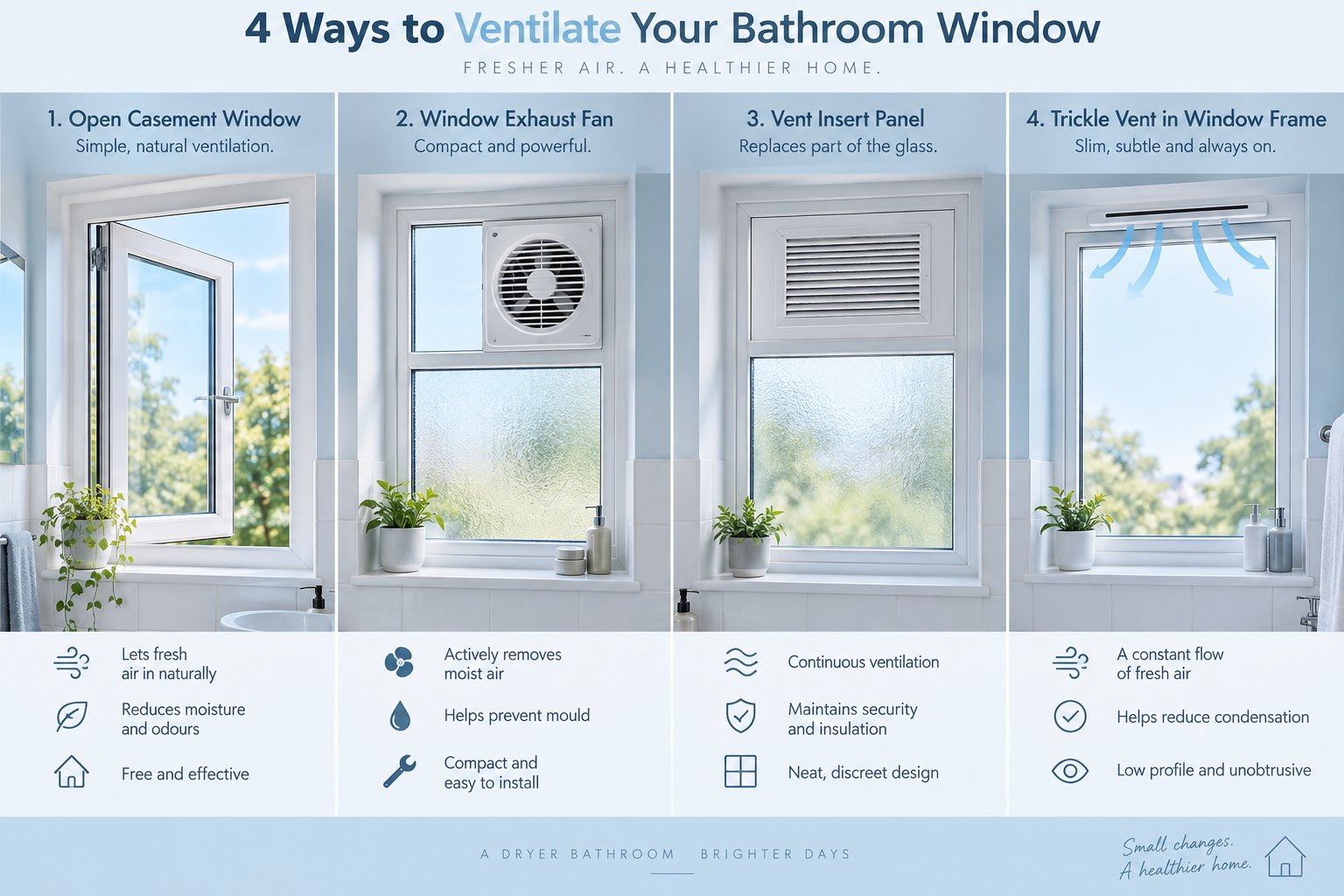 four types of bathroom window ventilation operable window exhaust fan vent insert and trickle vent