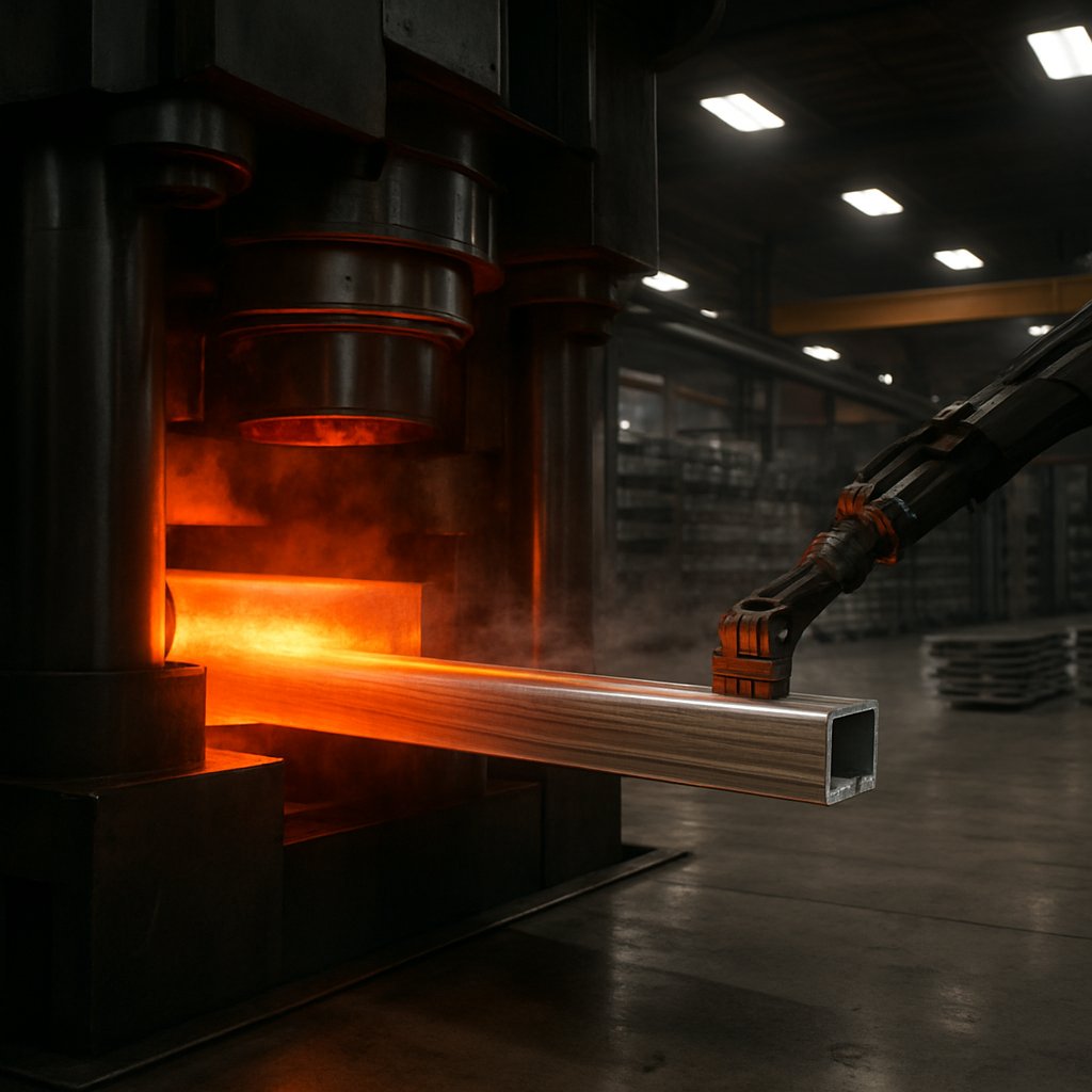 aluminum extrusion process from press to finished profile