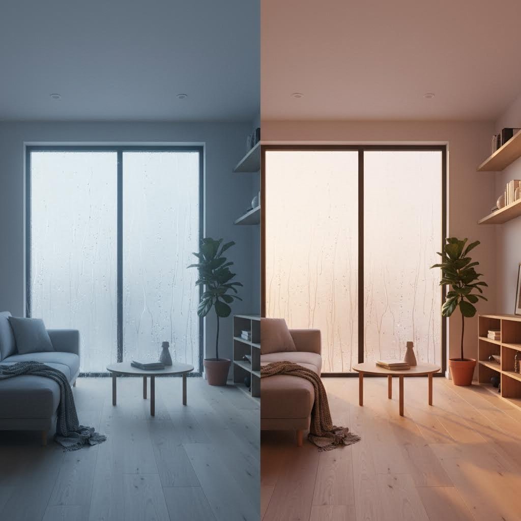 comparison showing windows with and without proper trickle ventilation