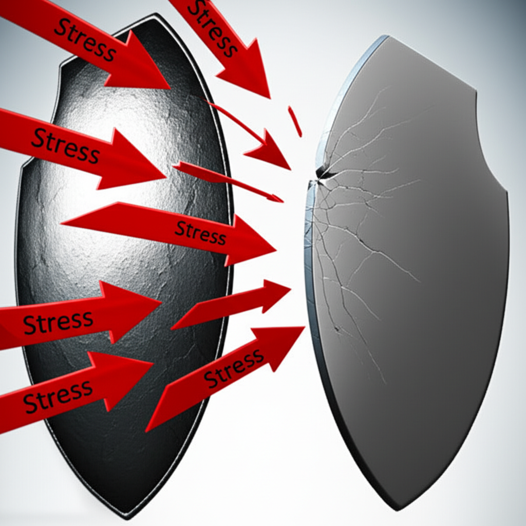 a visual metaphor of a forged part resisting stress and impact better than a non forged component highlighting its superior durability