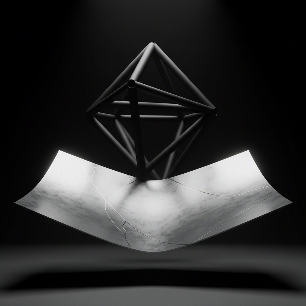 an abstract representation of the structural rigidity of tubular design versus stamped steel