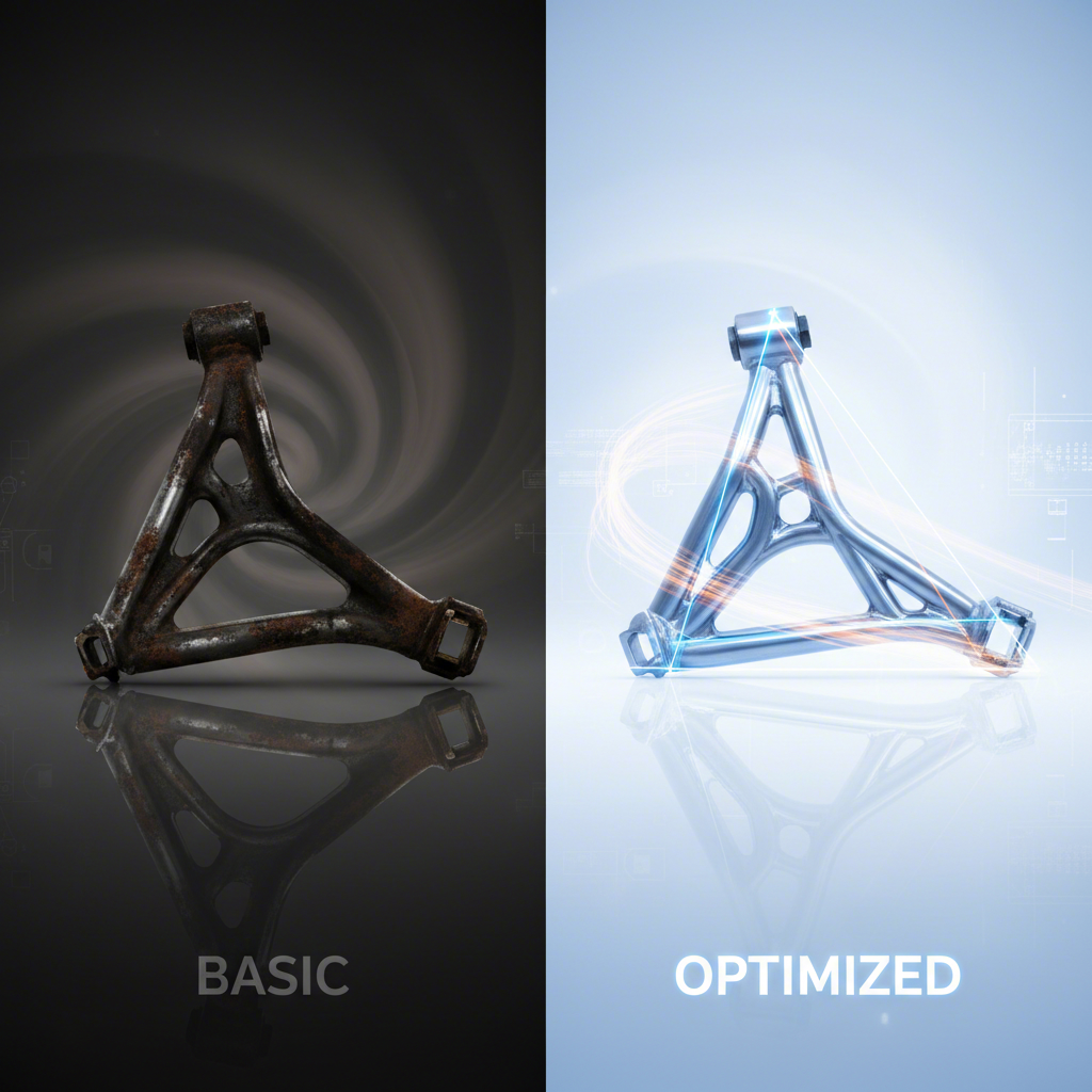 conceptual comparison of stamped steel and tubular control arm technology