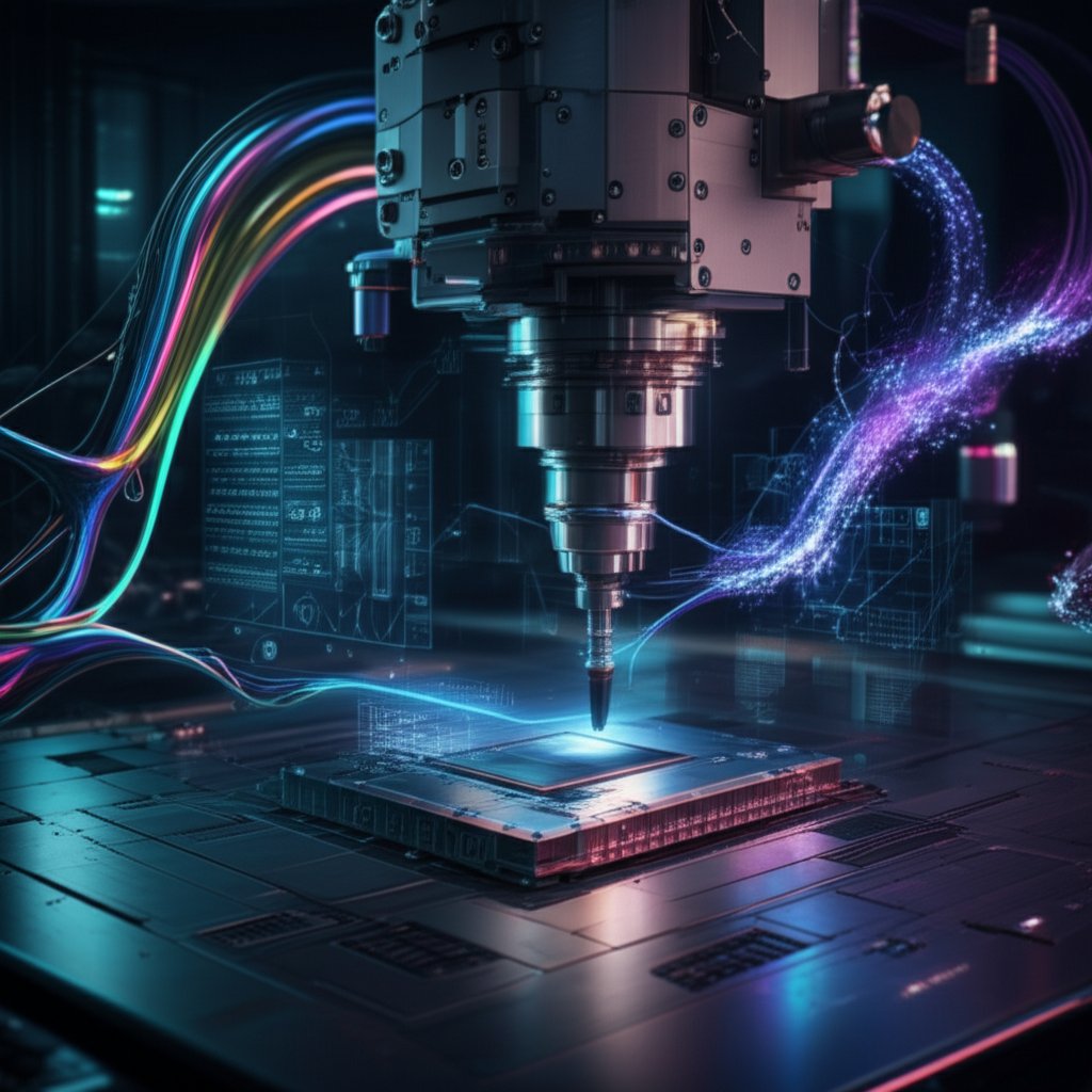 conceptual art of ai and machine learning optimizing cnc machining processes