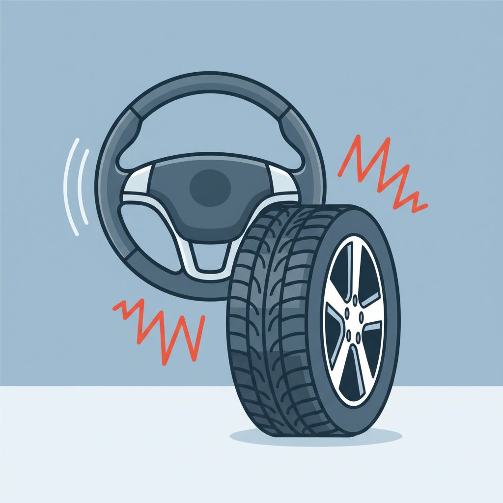 visual representation of bad control arm symptoms like vibration and uneven tire wear