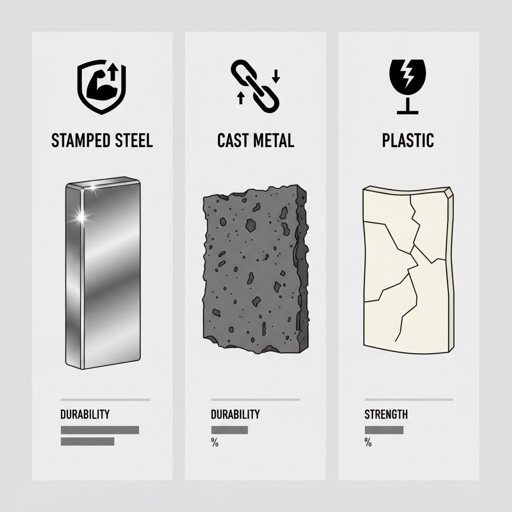 Comparison of durability between stamped steel cast metal and plastic