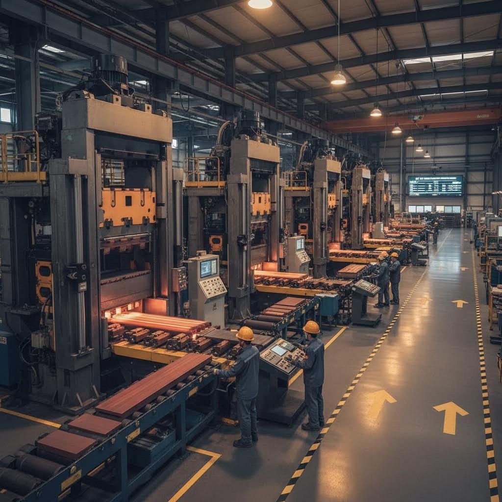 industrial aluminum extrusion facility showcasing manufacturing capabilities and equipment