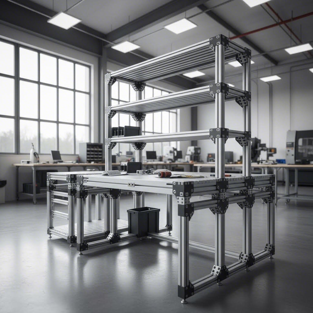 t slot aluminum framing system demonstrating modular stock profile assembly options