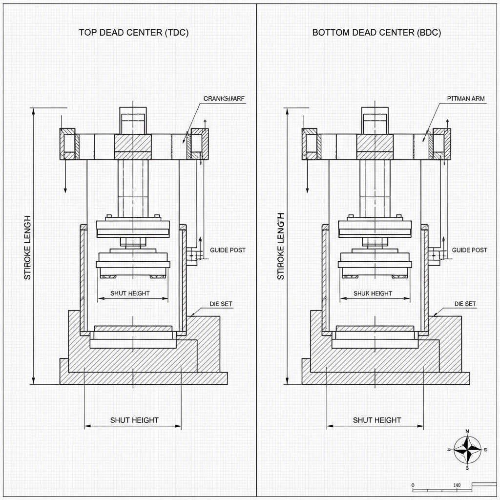 Visualizing press stroke versus shut height dimensions