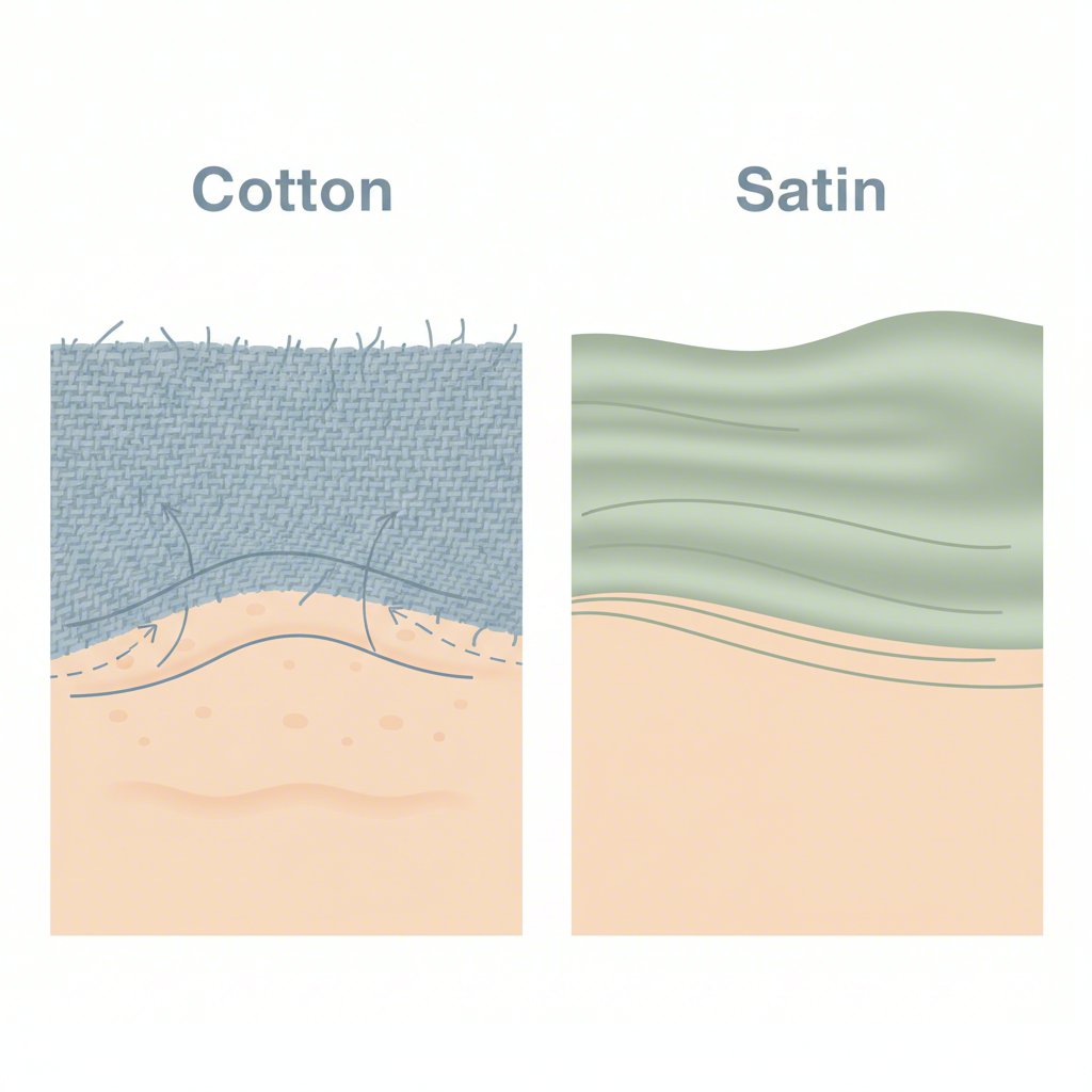 a diagram illustrating how satin reduces skin friction compared to other fabrics