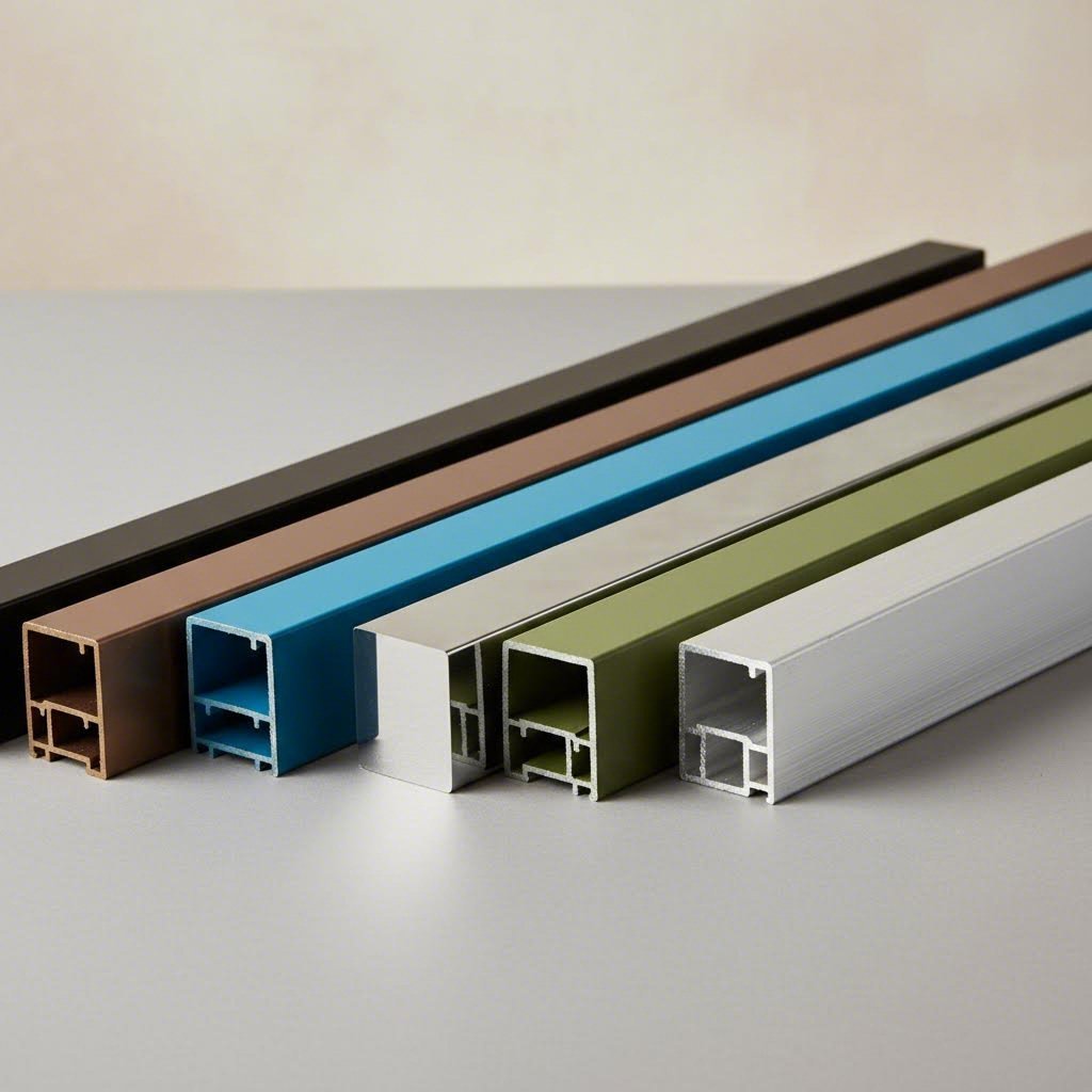 aluminum profiles showcasing various surface treatment options from anodizing to powder coating