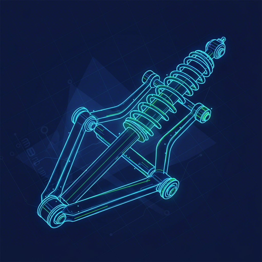 conceptual diagram of a vehicles control arm and suspension system