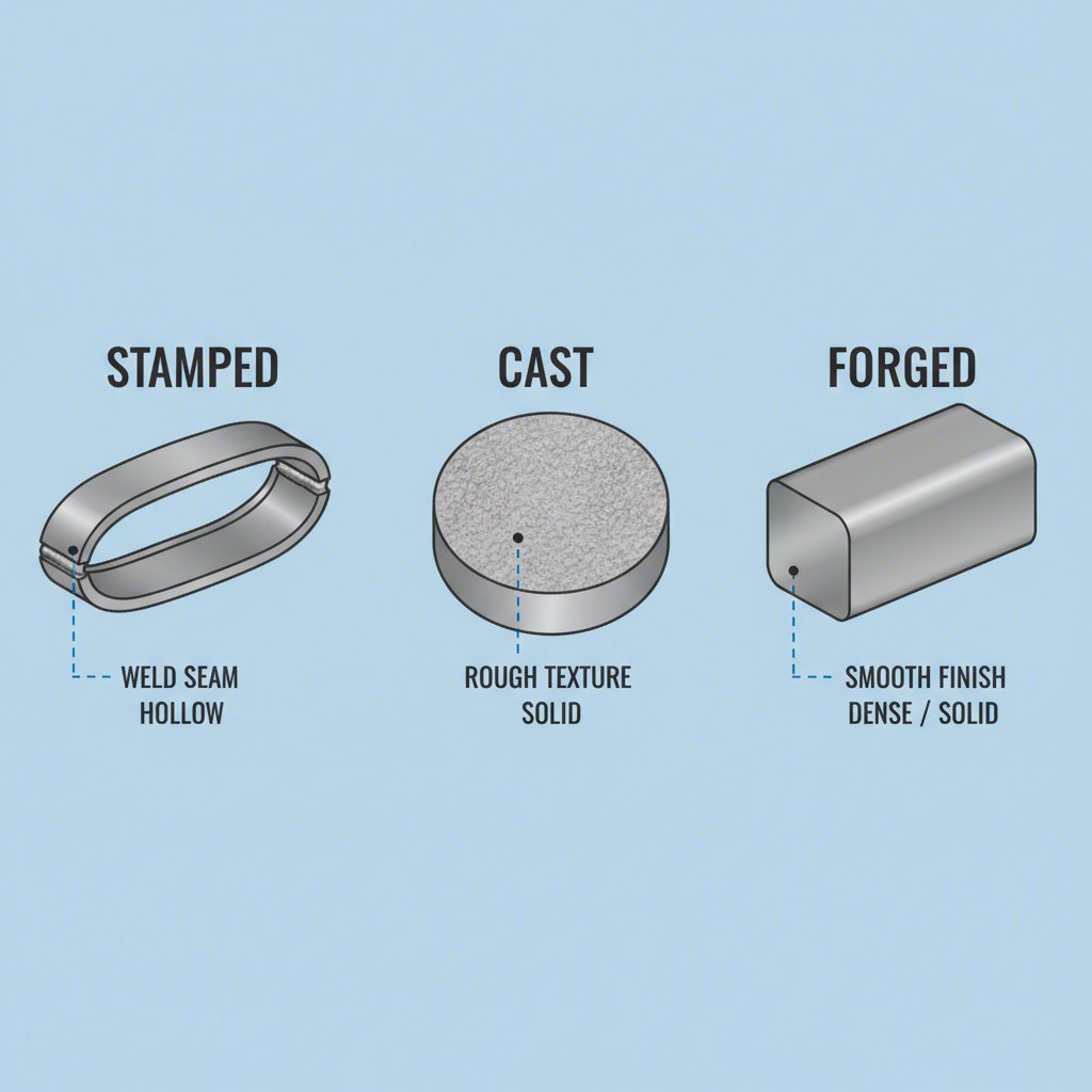visual comparison of stamped cast and forged control arm construction
